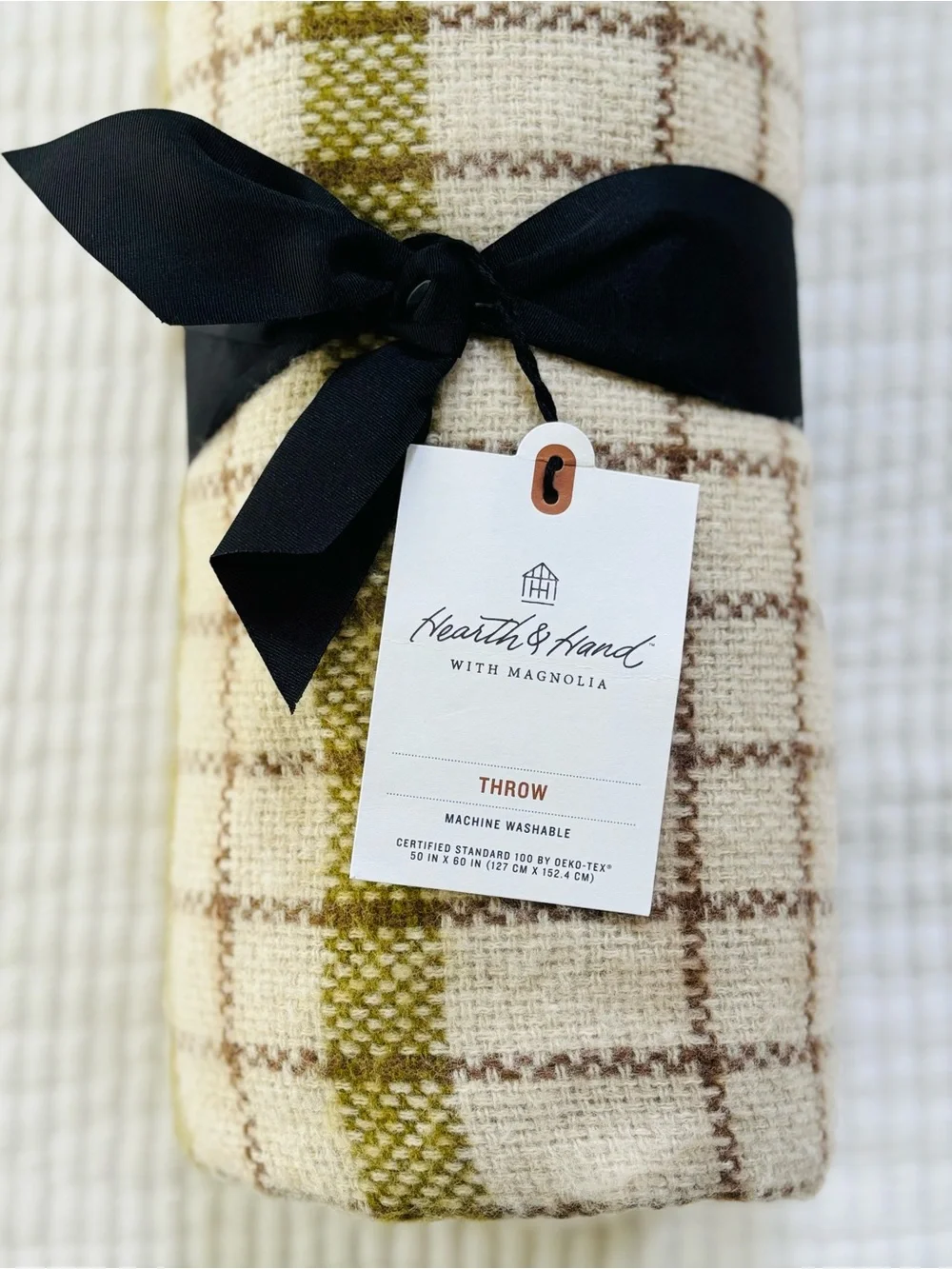 Hearth & Hand with Magnolia Plaid Lightweight Throw Blanket Brown/Green/Teal NWT